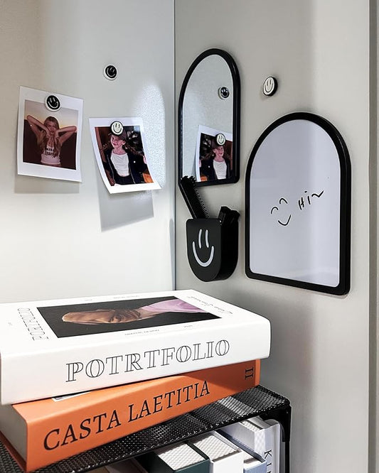 10 pcs - Locker Accessories, Locker Decorations Including Mirrors, whiteboards, Magnets and organizing Supplies. Ideal for Back-to-School Essentials and The Office (10 Pcs - Black)