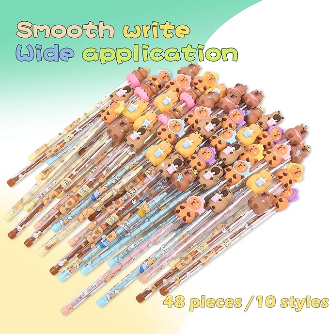 48 Pieces Cute Capybara Stackable Pencils Capybara Party favors Translucent Multi Point Push Fun Pencils Gifts for School Supplies Classroom Rewards.