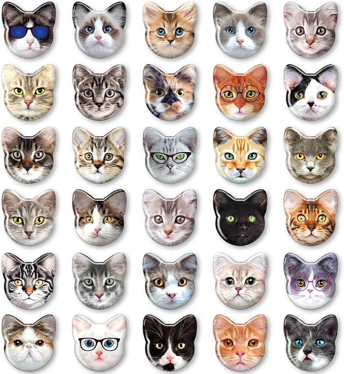 MORCART Cat Magnets for Fridge, Cute Magnets for Refrigerator Locker Whiteboard Decorative Magnetic Board Cabinets Classroom Office Cubicle School Gift for Adult 30PCS