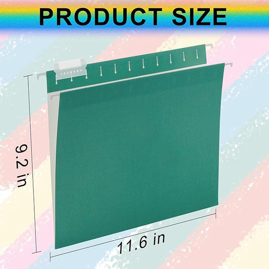 Green Hanging File Folders 25 Pack Letter Size File Folders with 1/5-cut Tabs,Stay Organized for Your Home and Office Bulk File and Documents