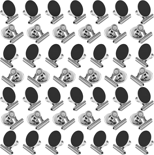 VNDUEEY 50 Pack Magnetic Clips Fridge Magnets Refrigerator Magnet, Magnet Clips for Whiteboard Locker, Magnetic Paper Clip Dispenser Holder Clip with Magnets for Home, School, Office (Silver)
