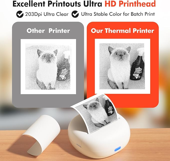 Sticker Printer, Mini Thermal Printer with 5 Rolls Paper ,Inkless Photo Maker for School Supplies & DIY Projects,Bluetooth Connection Portable Sticker Maker for Labels, Photos, and Notes (Mini)