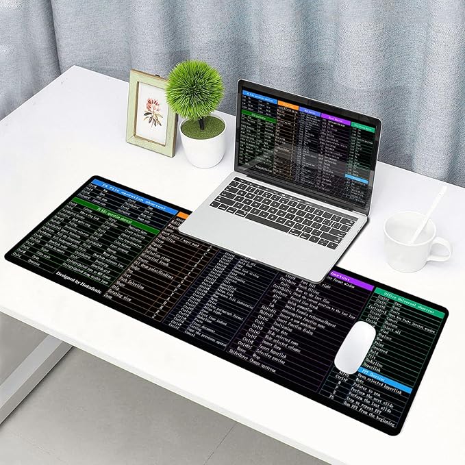 Hokafenle Large XL Mouse Pad, Excel Shortcut Keys Desk Keyboard Mouse Pads, PC Office Spreadsheet Mouse Mat, Non-Slip Stitched Edge Computer Mousepad
