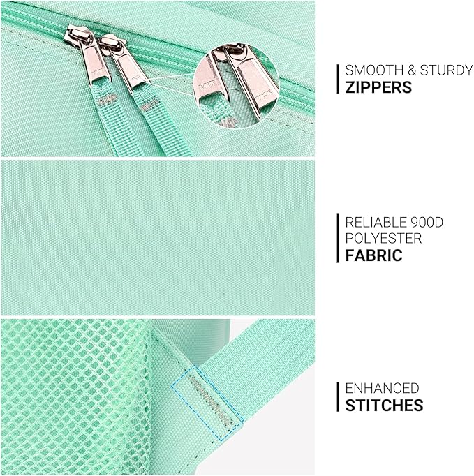 ZORFIN 26L Backpack for School, College, and Travel: Water Resistant Bookbag with 8 Compartments - Mint