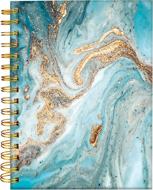 iampanda Spiral Journal Notebook,Cool Strong Twin-Wire Binding with Premium Paper for Girl Women,60 Sheets A5 College Ruled Notebook/Journal,Perfect for School Office Home Gifts,Chic Gold Marble