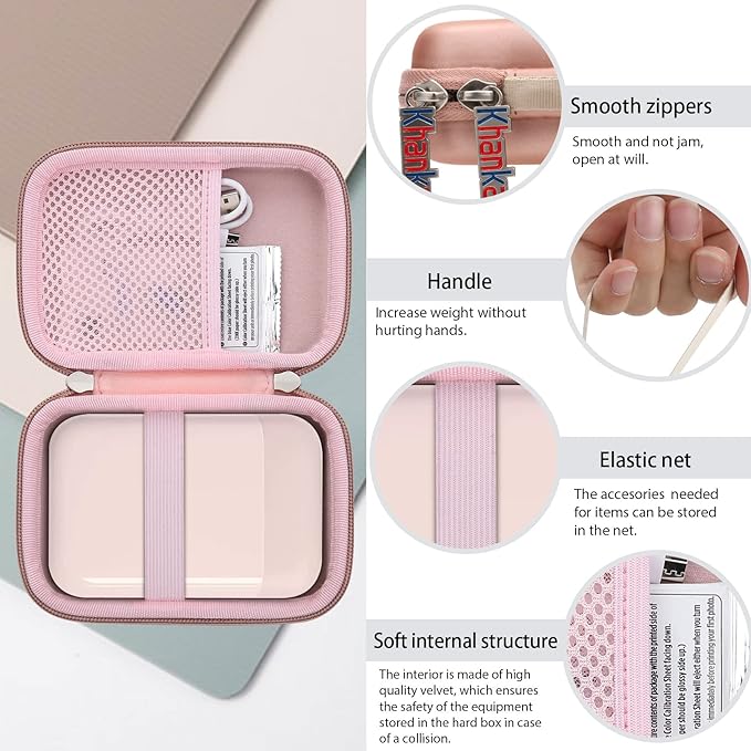 khanka Hard Travel Case Compatible with Liene 2x3” Photo Printer- Mini Instant Portable Photo Printer,Case Only (Pink)