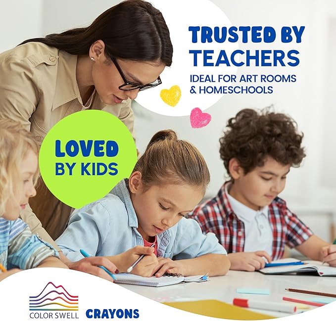 Color Swell 24-Pack Crayons – Non-Toxic, Ideal for Kids, Students, Adults, and Classroom Activities
