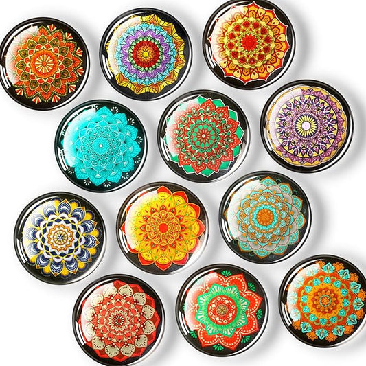 FINDMAG 12 Pcs Glass Fridge Magnets Sticker, Cute Refrigerator Magnet, Small Whiteboard Magnets, Strong Fridge Magnets for Classroom, Kitchen, Office, Home and Cabinet