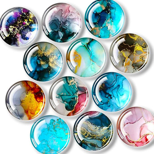 FINDMAG 12 Pcs Cute Fridge Magnet Sticker, Glass Refrigerator Magnets, Strong Magnets for Whiteboard, Classroom, Kitchen, Office, Home, Cabinet, and Photos