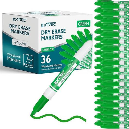 Green Dry Erase Markers, 36 Count Whiteboard Markers Chisel Tip, Bulk Classroom White Board Marker Dry Erase, Low Odor Chisel Tip Erasable Markers