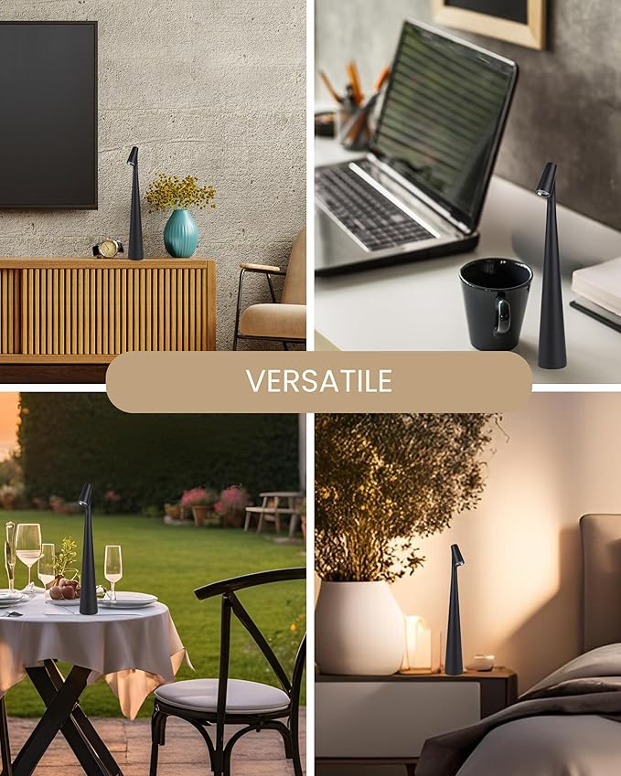 Generic NOCABLESINSIGHT Desk lamp, USB Rechargeable, 3 Brightness Levels, Touch Control, for Desk, highlighting Items. Color Black, Small