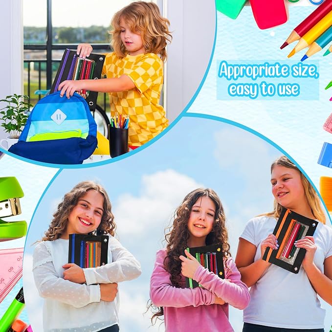 Zhehao 150 Pieces Zipper Binder Pencil Pouches 3 Ring Binder Zipper Pouches Case with Window Ring Pencil Bags Case or Office School Students Supplies(2 Zipper,Black)