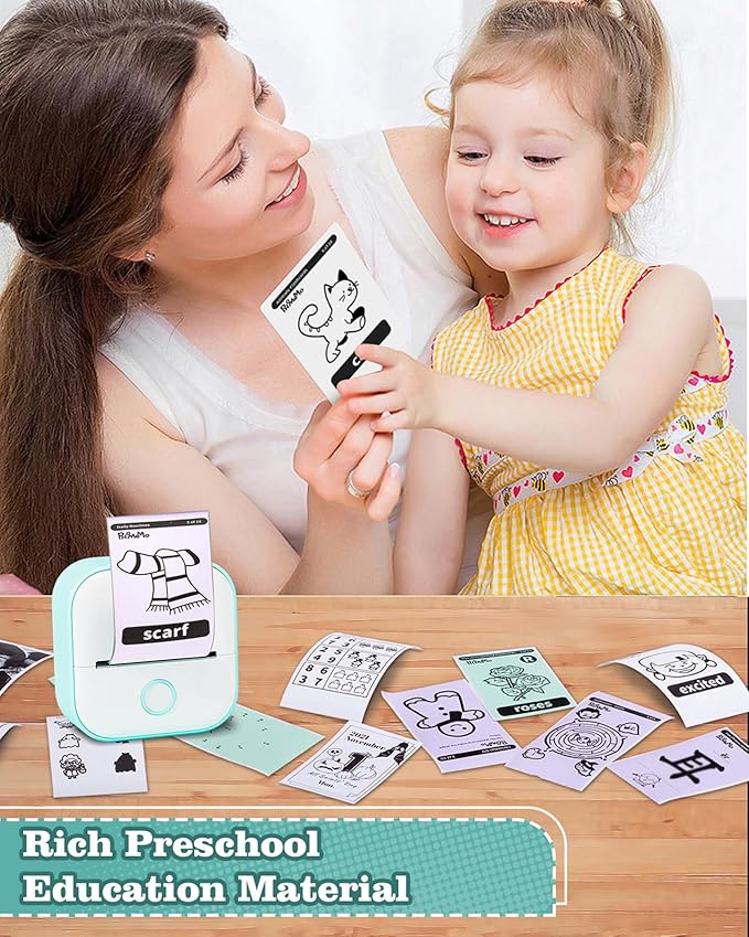 Memoking Sticker Printer - T02 Mini Printer Print Pods Portable Thermal Inkless Sticker Maker Machine Bluetooth Pocket Impresora Portátil Instant Print for Notes, Anatomical Diagrams, Journal,DIY,Gift