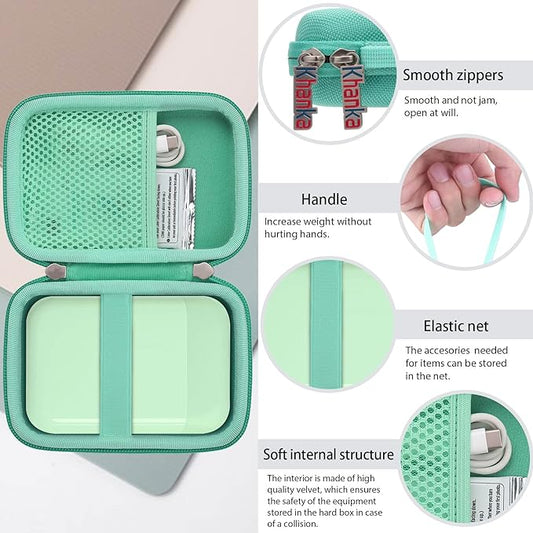 khanka Hard Travel Case Compatible with Liene 2x3” Photo Printer- Mini Instant Portable Photo Printer,Case Only (Green)