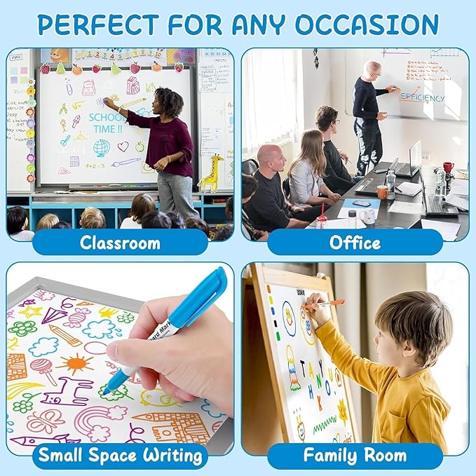 SFAIH Fine Tip Dry Erase Markers - 72 Pack 12 Assorted Color Whiteboard Erasable Markers Bulk for Kids Adults, Ideal for Classroom School Office Home Use on White Board, Non-Toxic Easy Clean