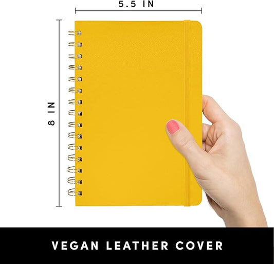 PAPERAGE Lined Spiral Journal Notebook, (Yellow), 160 Pages, Hardcover Journal for Women & Men, Medium 5.5 in x 8 in - 100 GSM, Thick Paper, Spiral Notebook for Work, School & Journaling