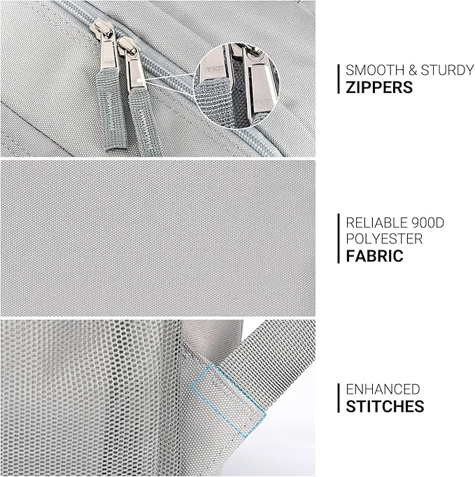 ZORFIN 26L Backpack for School, College, and Travel: Water Resistant Bookbag with 8 Compartments - Grey