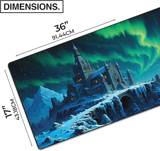 MPCO. Dark Fantasy Large Gaming Desk Pad - 36" x 17" Aeroglyde Fabric Whispers of The Northern Sky Desk Mats - Non-Slip, Washable, Smooth Glide for Precision Gaming & Work