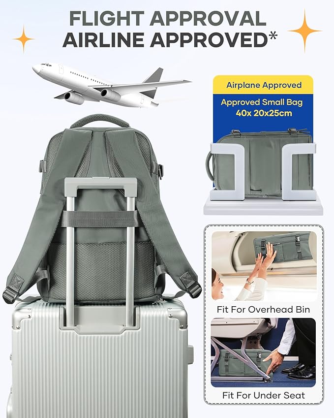 Travel Backpack for Women Airline Approved Carry on Backpack for Airplanes Mochila De Viaje Spirit Airlines Personal Item Bag 18x14x8 Personal Item Travel Bag Backpack for Traveling on Airplane
