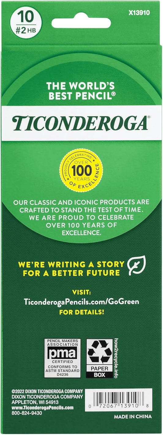Ticonderoga® Striped Wood Pencils, 2 Soft Lead, Assorted Colors, Pack of 20