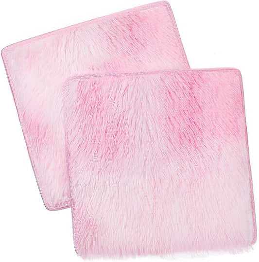 School Locker Rugs, Tie-dye 12 Inch Square Locker Decorations for Girls, Soft Fluffy Faux Fur Area Carpet with Anti-Slip Layer for Middle School Locker Decor Aesthetic Nail Photography (Pink, 2 Pcs)