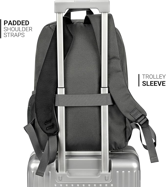 ZORFIN 26L Backpack for School, College, and Travel: Water Resistant Bookbag with 8 Compartments - Forge Grey