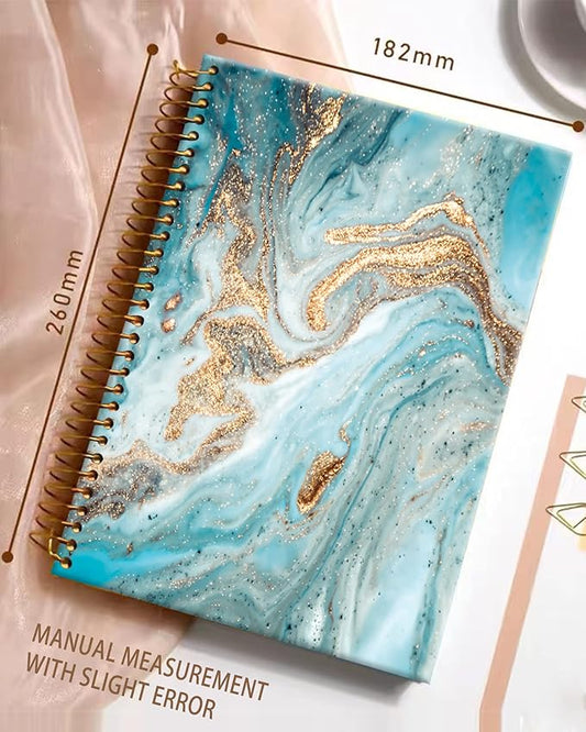 iampanda Spiral Journal Notebook,Cool Strong Twin-Wire Binding with Premium Paper for Girl Women,60 Sheets A5 College Ruled Notebook/Journal,Perfect for School Office Home Gifts,Chic Gold Marble
