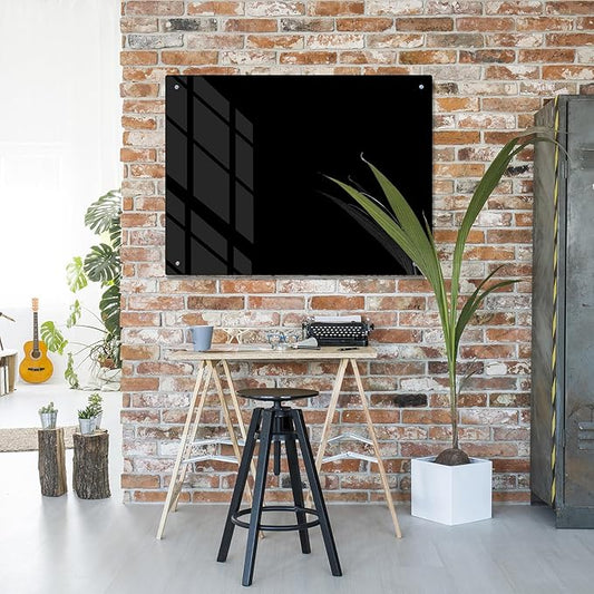 Magnetic Glass Writeboard 48"x36" Premium Tempered Dry Erase Boards Wall Mounted Frameless Whiteboard Bulletin Message Boards (Black)