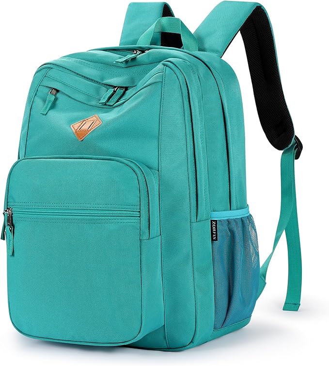 ZORFIN 26L Backpack for School, College, and Travel: Water Resistant Bookbag with 8 Compartments - Powderblue