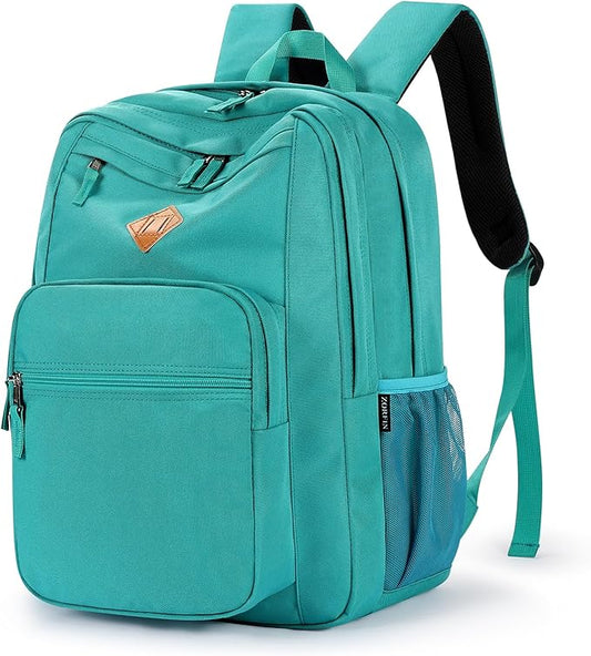 ZORFIN 26L Backpack for School, College, and Travel: Water Resistant Bookbag with 8 Compartments - Powderblue