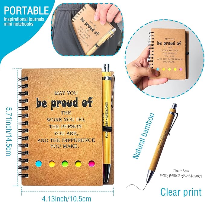 Appreciation Thank You Gifts,21 Set Spiral Notebook with Pen,Office/School Supplies,Bulk Inspirational Journals Notepads,Small Notebooks for Teachers Students Employee Women Men Work & Note (21 SET)