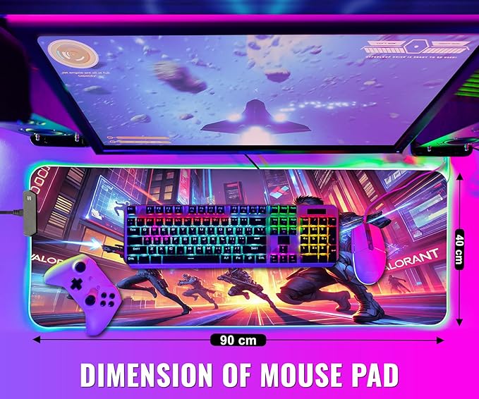Gaming Mouse Pad - Desk Mat Gaming Mouse Pad , Medium Extra Large Extended Big Long Huge XL XXL and XXXL RGB LED Light Mousepad For a Computer , PC Mats Mousepads Neon F