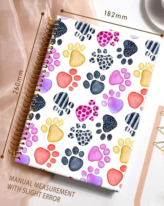 iampanda Spiral Journal Notebook,Cute Strong Twin-Wire Binding with Premium Paper for Girl Women,60 Sheets A5 College Ruled Notebook/Journal,Perfect for School Office Home Gifts,Colorful Pup Paws