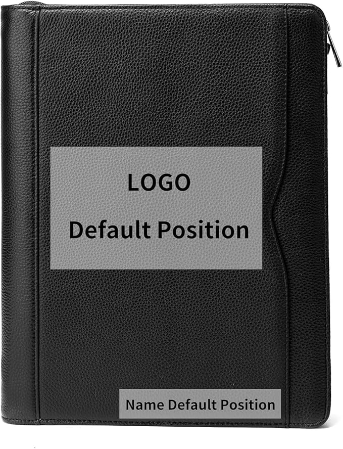 Professional Leather Business Padfolio Portfolio Case, 3 Ring Binder,Zippered Business Document Organizer Tablet Holder Folder Case,with Letter Size Notepad (Custom)