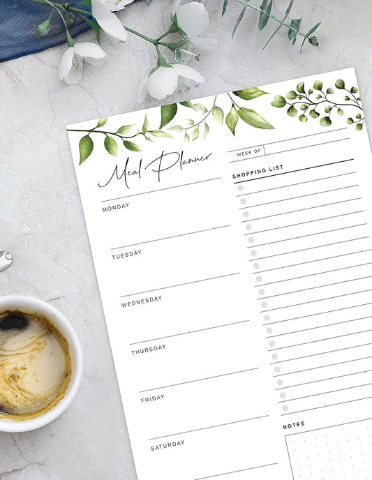 Magnetic Meal Planning Pad for Fridge 52 Undated Tear-off Sheets, 6x9 Inch Meal Planning Notepad for Meal Planner & Grocery List with Magnet, Weekly Meal Planner with Tear Off Shopping List