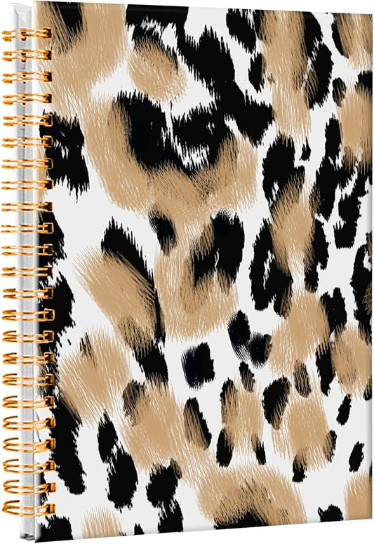 iampanda Spiral Journal Notebook,Strong Twin-Wire Binding with Premium Paper for Girl Women,Cute Animals Skin 60 Sheets A5 College Ruled Notebook/Journal,Perfect for School Office Home Gifts,Leopard