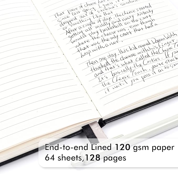 feela 18 Pack Journal Notebook for Work, Business Notebook Bulk Hardcover Lined Writing Journal with Pen Holder for Men Women Note Taking, with 18 Black Pens, 120 GSM, 5.1”x8.3”, A5, Black