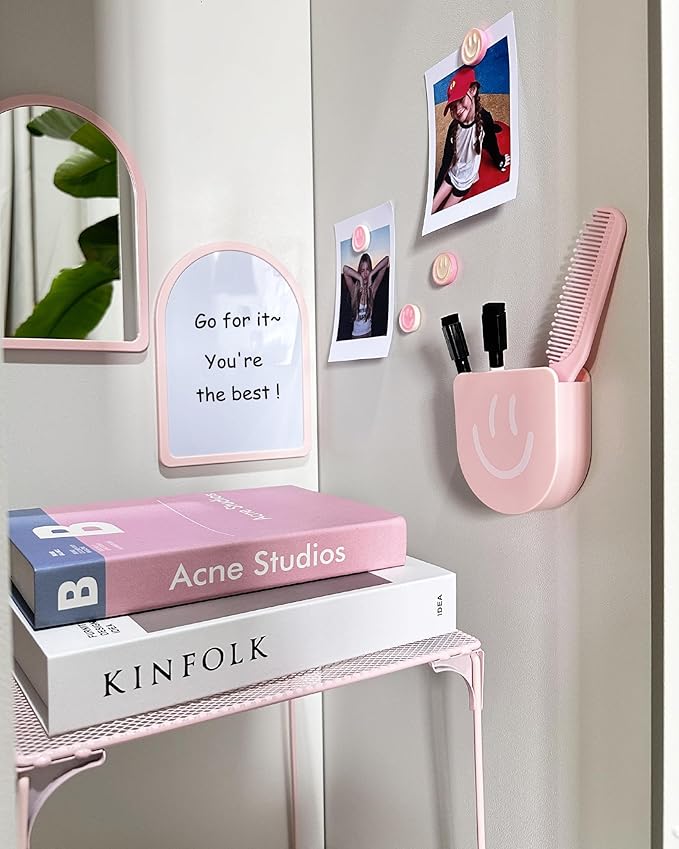 KEYDUACU 10 pcs - Locker Accessories, Locker Decorations Including Mirrors, whiteboards, Magnets and organizing Supplies. Ideal for Back-to-School Essentials and The Office (11 Pcs - Pink)