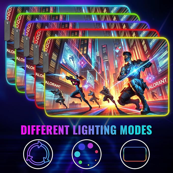 Gaming Mouse Pad - Desk Mat Gaming Mouse Pad , Medium Extra Large Extended Big Long Huge XL XXL and XXXL RGB LED Light Mousepad For a Computer , PC Mats Mousepads Neon F