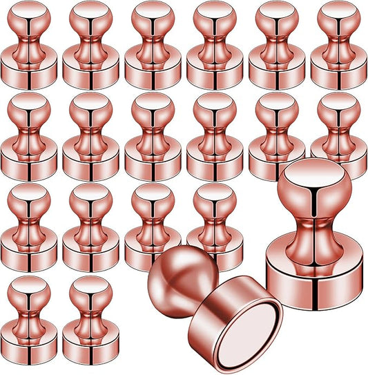 LOVIMAG 20 PCS Refrigerator Magnets, Rose Gold Fridge Magnets Strong Magnet for Whiteboard, Small Neodymium Magnet Ideal for Push Pin Magnetic, Office, Classroom, Map