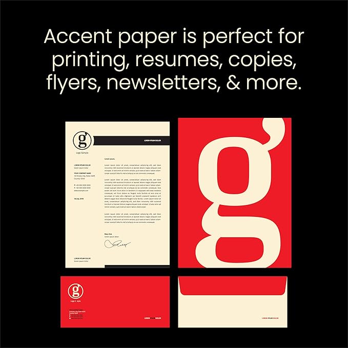 Accent Opaque Cream Printer Paper, 8.5” x 11” 28lb Bond/70lb Text Copy Paper – 500 Sheets (1 Ream) – Premium Computer Paper with Smooth Finish – 97 Bright, 104gsm – Warm White Copy Paper – 188176R