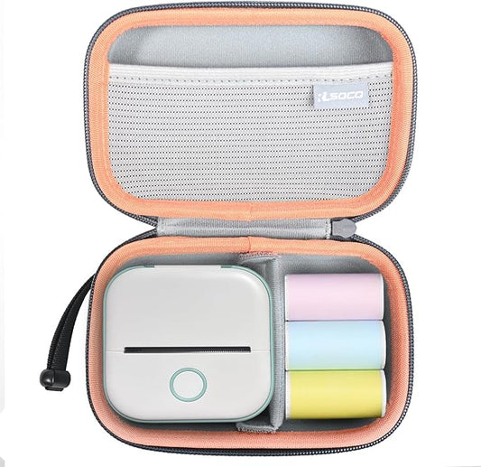 RLSOCO Hard Case for Memoking T02 & Nelko PM230 & Anycash & Phomemo M02/T02/M02X & Ponek & Memoqueen T02 Sticker Printer，Mini Bluetooth Portabel Sticker Maker - Grey (Case Only)