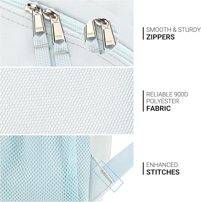 ZORFIN 26L Backpack for School, College, and Travel: Water Resistant Bookbag with 8 Compartments - Light Gray Blue
