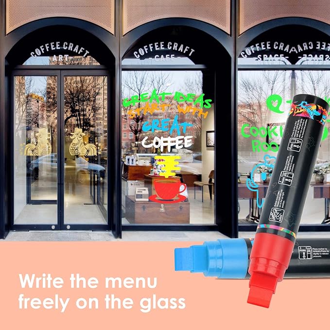 GOTIDEAL Window Markers, Jumbo Chalk Markers for Blackboard Erasable,Washable Car markers for Auto,Chalkboard,Glass,Mirrow,Calendar,Thick Tip12 Colors Car Paint Pens With Metallic Colors(15mm)