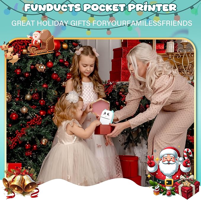 Mini Sticker Printer, Pocket Thermal Sticker Printer Machine, Thermal Bluetooth Sticker Maker with 11 Rolls Paper, Portable Receipt foe Study Notes, Memo, List, Work Plan, Gift (Blue)
