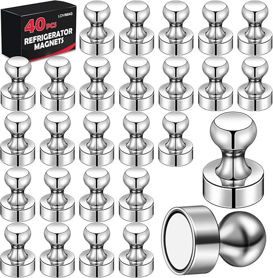 LOVIMAG Magnets for Whiteboard, 40pcs Strong Refrigerator Magnets, Neodymium Fridge Magnet,Small Push Pin Magnet for Whiteboard, Fridge, Office, Classroom and Map