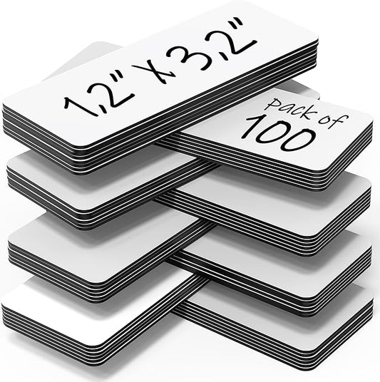 100 Pack Dry Erase Magnetic Labels 3.2x1.2 in - Magnetic Name Tags for Classroom Lockers School Bus - Classroom Magnets for Names Magnet Labels for Whiteboard Magnet Name Plates for Classrooms Blanked