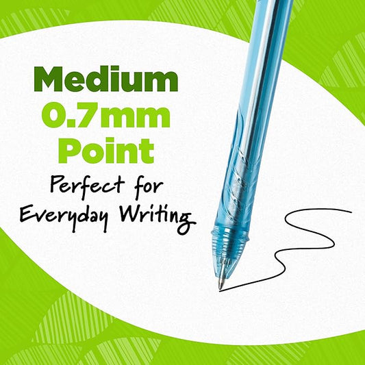 BIC Ecolutions Ocean-Bound Plastic Gel Pens, Medium Point (1.0mm), 12-Count Pack, Retractable Black Ink Pens Made from 78% Ocean-Bound Recycled Plastic Excluding Ink Cartridge