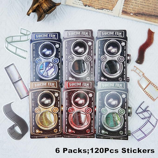 Film Strip PET Sticker Set, 120PCS Vintage Scrapbook Stickers for Journaling, Planners, DIY Crafts, Card Making and Art Supplies