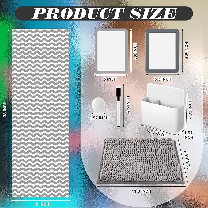 Timgle 8 Pcs Magnetic Locker Set Including Magnetic Wallpaper Mirror Locker Organizer Carpet Whiteboard Dry Erase Marker Accessories for Office School Supplies(Gray,Wavy Style)